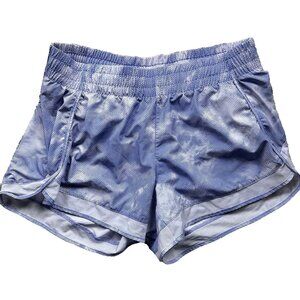 Athleta Women’s Printed Mesh Racer Run Short 4" Medium Blue Cloud 446581